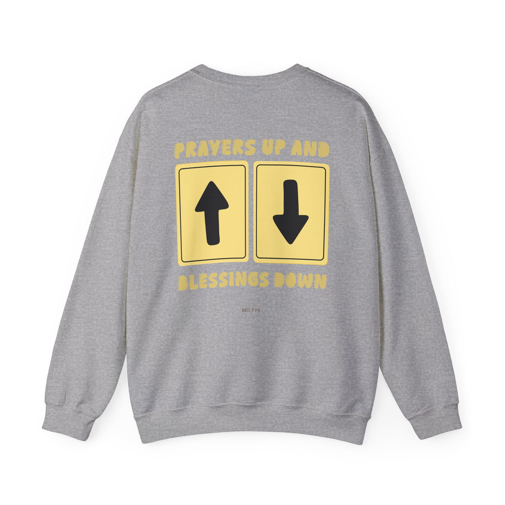 'Prayers Up, Blessings Down' Crewneck | Faith-Based Graphic Sweatshirt