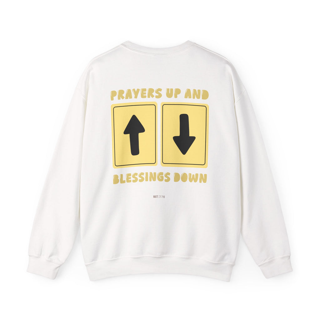 'Prayers Up, Blessings Down' Crewneck | Faith-Based Graphic Sweatshirt