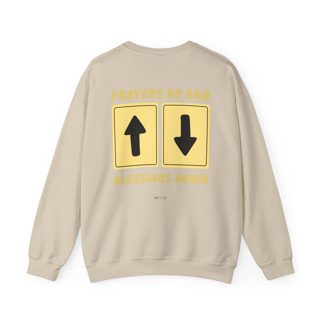 'Prayers Up, Blessings Down' Crewneck | Faith-Based Graphic Sweatshirt