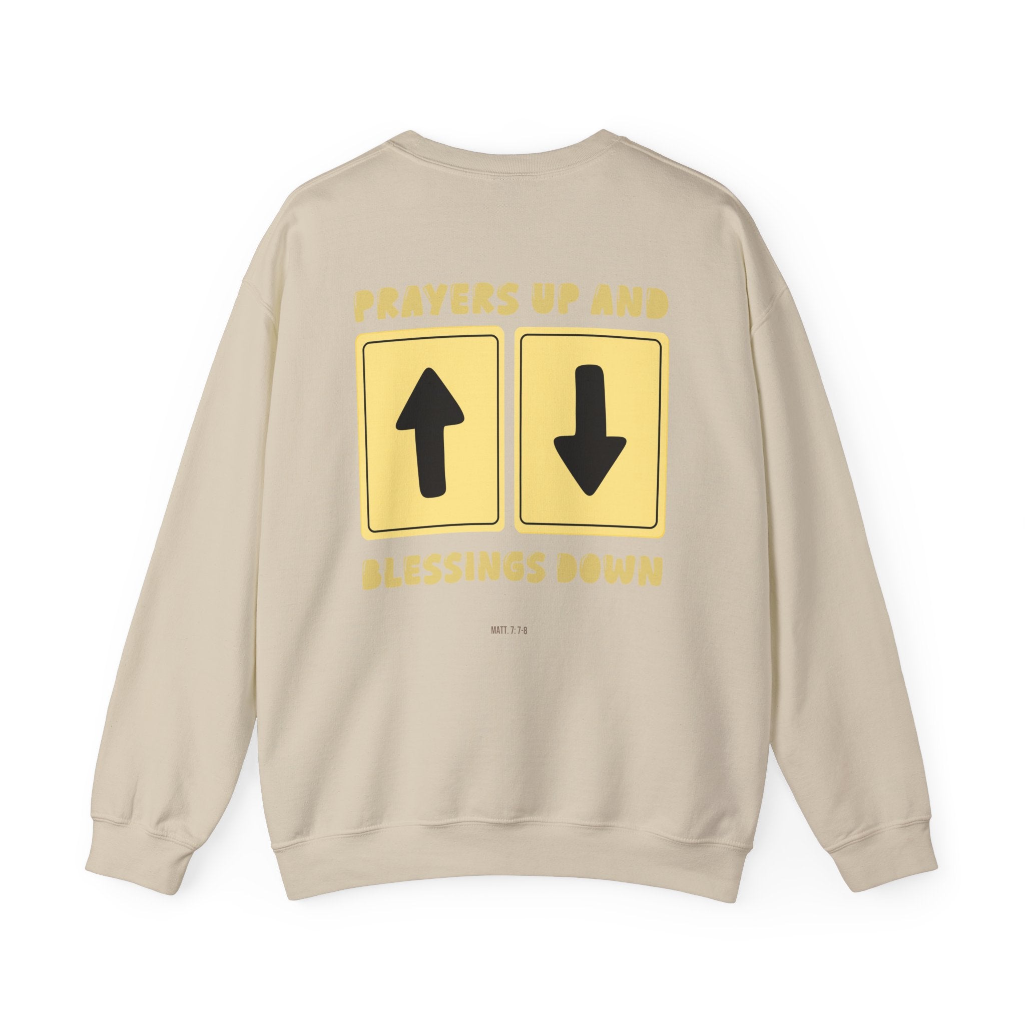 'Prayers Up, Blessings Down' Crewneck | Faith-Based Graphic Sweatshirt